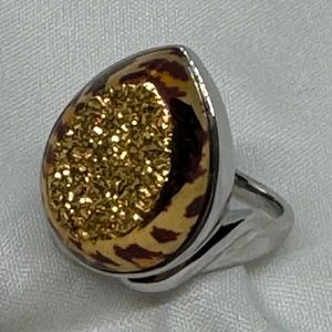 Sajen Gold Leopard Window Druzy Ring Sz 9